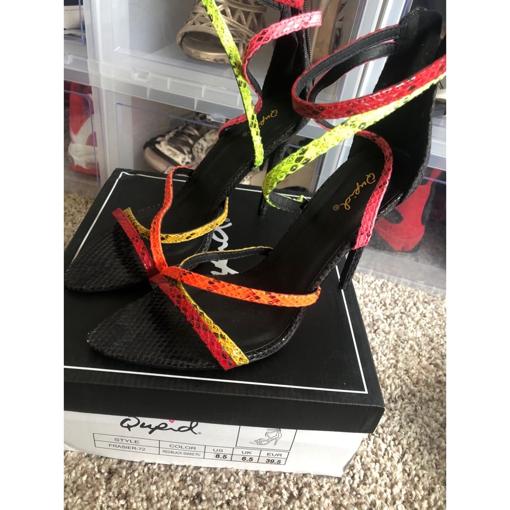 Multi Color Snake Print Heels